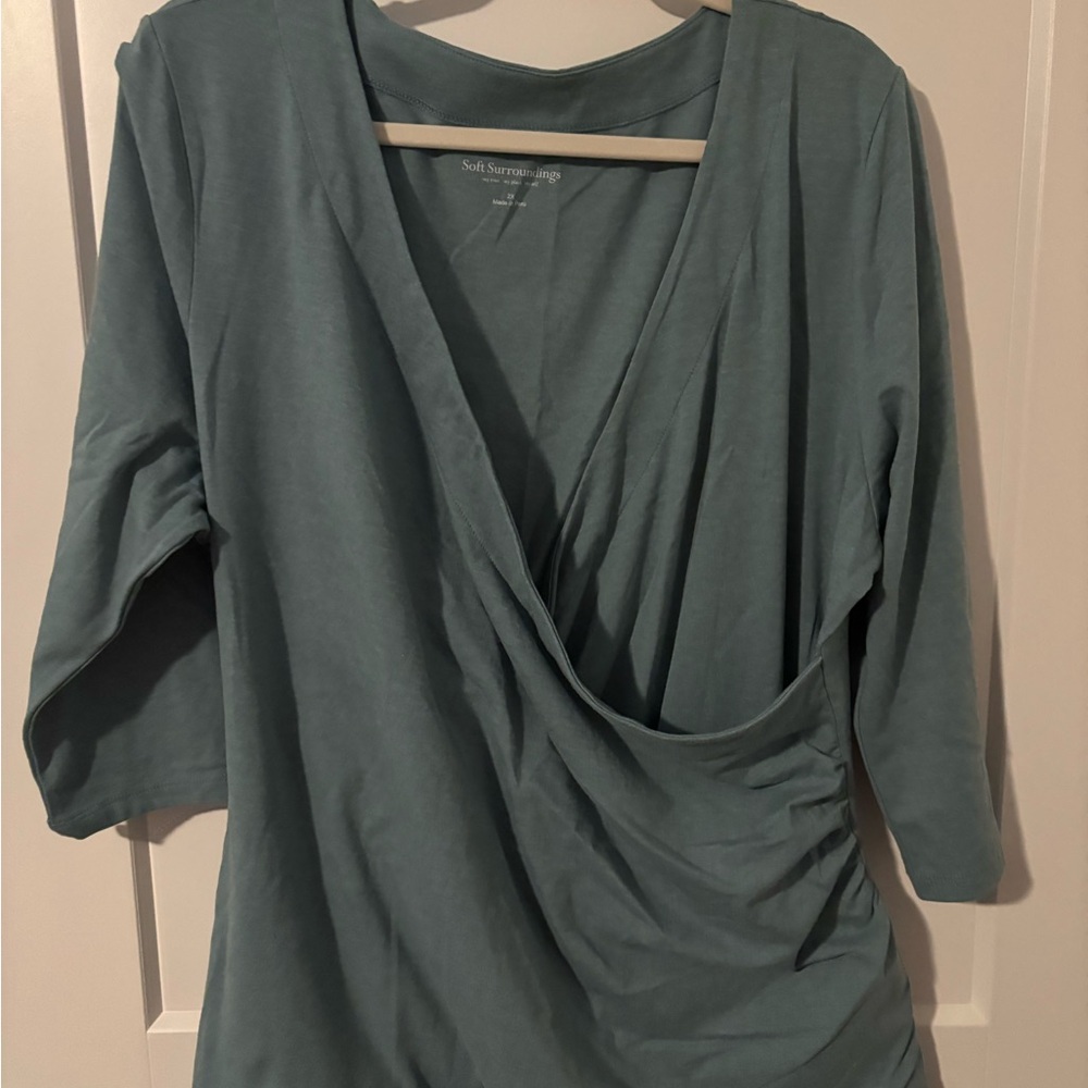 Soft Surroundings Women's Blue Drape Blouse